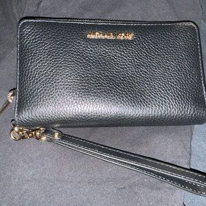 Michael Kors Black Leather Wristlet